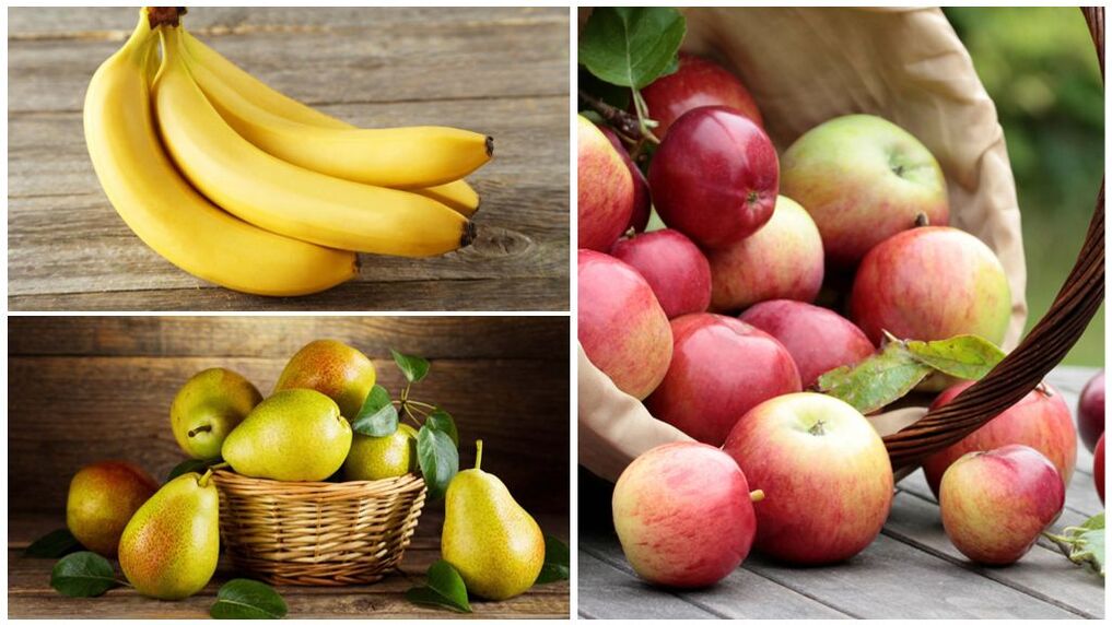 Gute Früchte für Gicht Bananen, Birnen und Äpfel